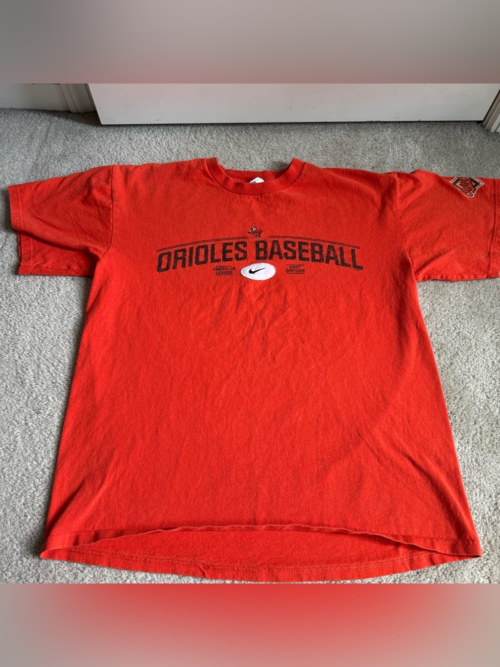 Vintage Y2K Orange Baltimore Orioles MLB Nike Center Swoosh T-Shirt Baseball
